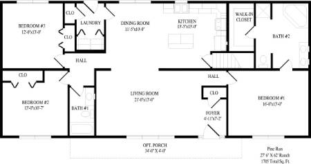 Pine Run Modular Home Floor Plan